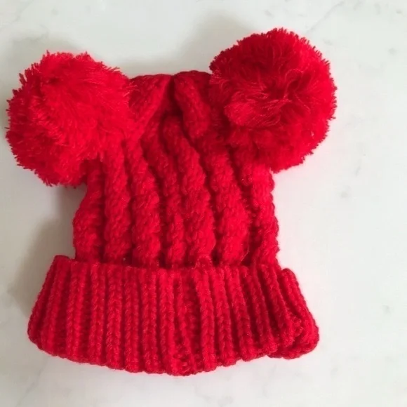Red Pom Ball Winter Toddler Hat - Picture 4 of 4